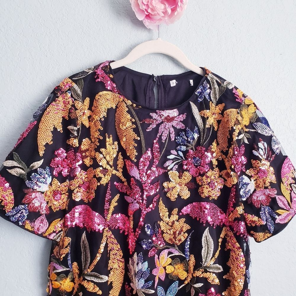 Baltic Born Patricia Floral Sequin Black Mini Dress - Picture 3 of 5